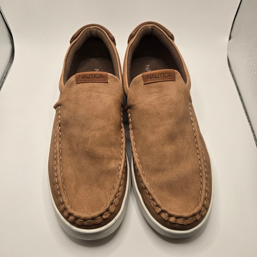 Nautica Derwin Slip On Loafers Mens Size 8 Tan Moc Toe Casual Shoes (S11)